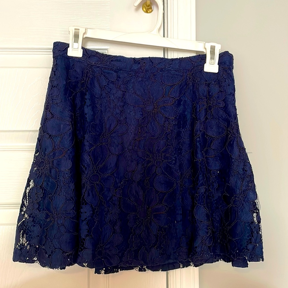 Navy Blue Skirt with meshy-floral layers